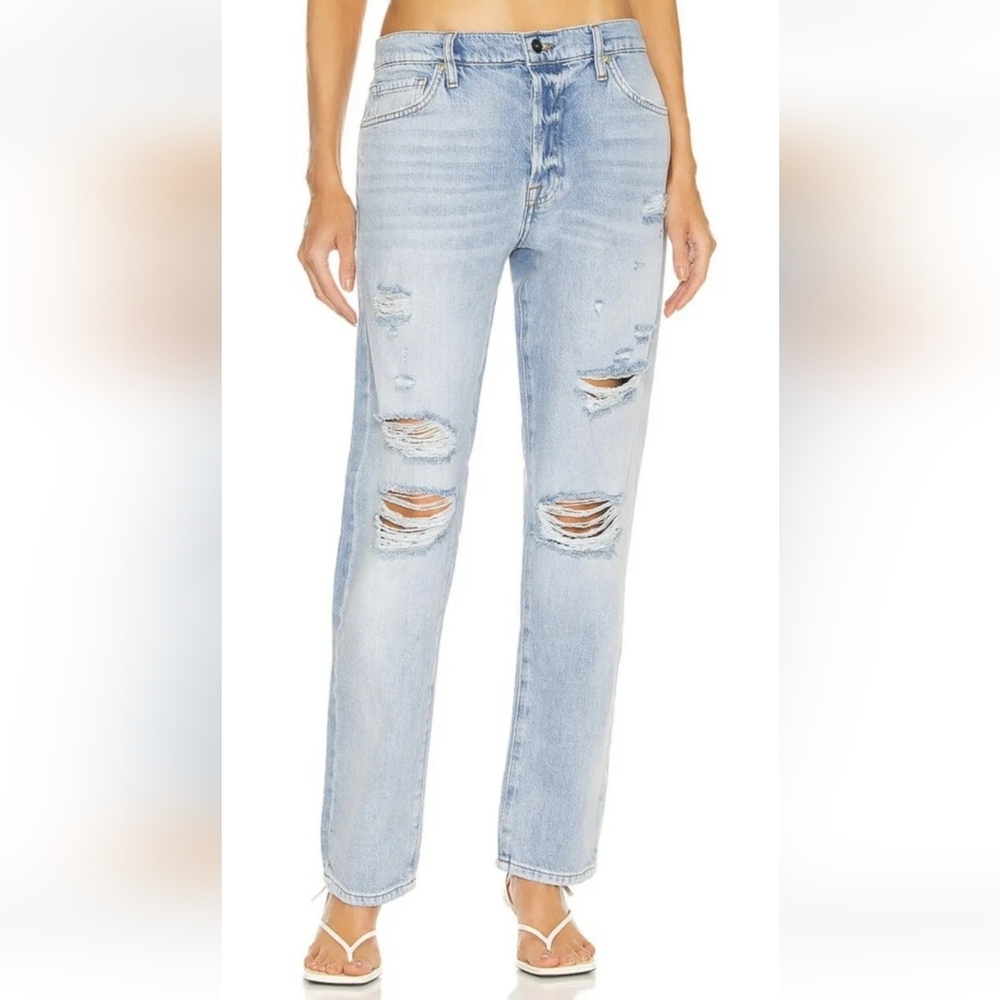 FRAME Le Slouch Distressed Light Wash Denim Jeans size 32